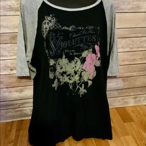 Lane Bryant 3/4 Raglan Sleeve French Graphic Tee Embellishments 26/28